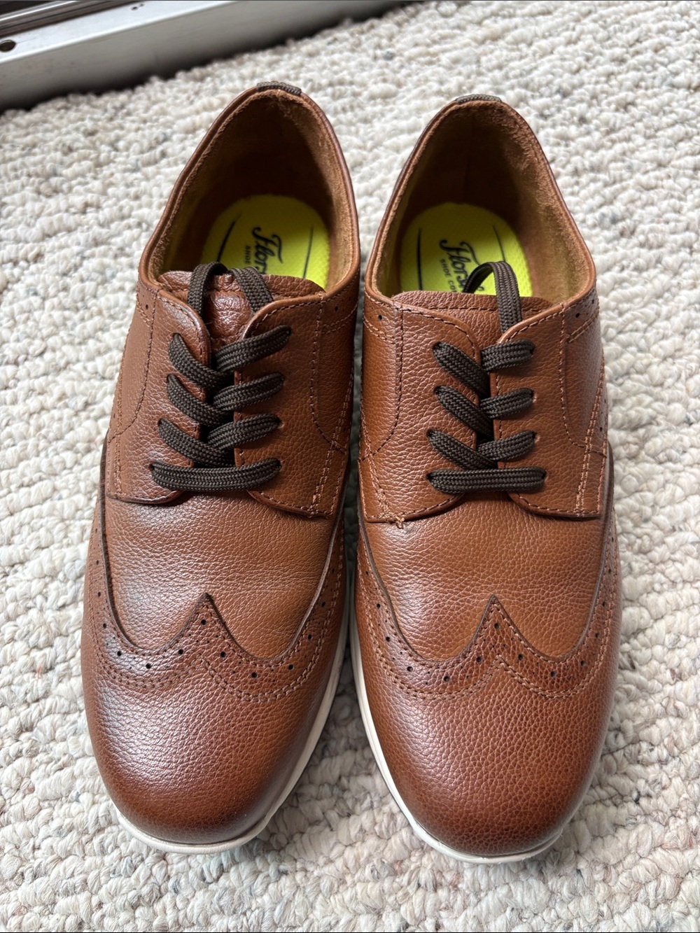 New Florsheim Brown Leather Wingtip Oxford Kids Shoes